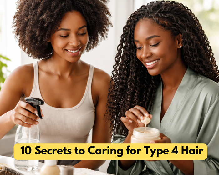 Woman caring for Type 4 hair